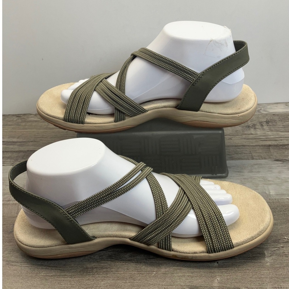 Skechers Reggae Slim Strappy Sandals Olive Green Memory Foam Womens Size 9 - Picture 2 of 7